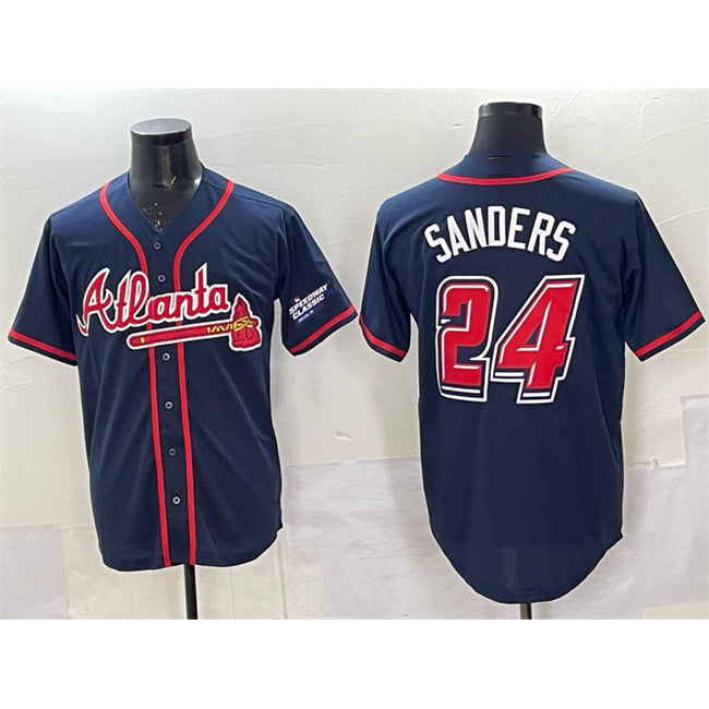 A.Braves #24 Deion Sanders Navy 2025 Speedway Classic Alternate Stitched Jersey