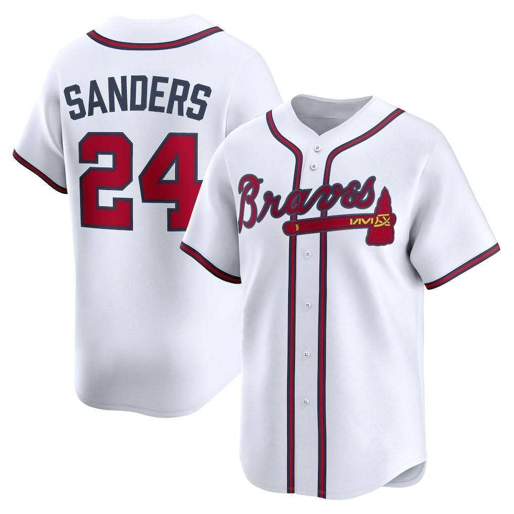 A.Braves #24 Deion Sanders White Limited Player Jersey