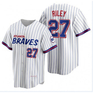 A.Braves #27 Austin Riley 2021 City Connect Stitched White Jersey
