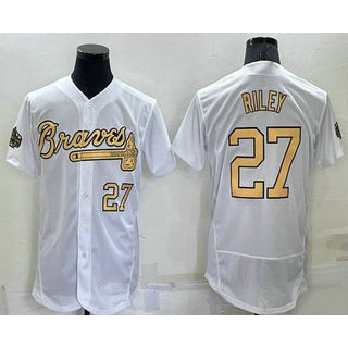 A.Braves #27 Austin Riley Number White 2022 All Star Stitched Flex Base Jersey