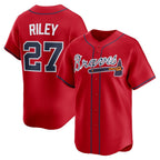 A.Braves #27 Austin Riley Red Alternate Limited Player Jersey