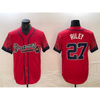 A.Braves #27 Austin Riley Red City Connect Cool Base Stitched Jersey