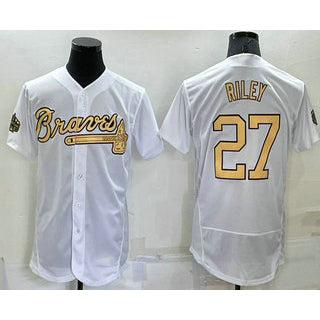 A.Braves #27 Austin Riley White 2022 All Star Stitched Flex Base Jersey