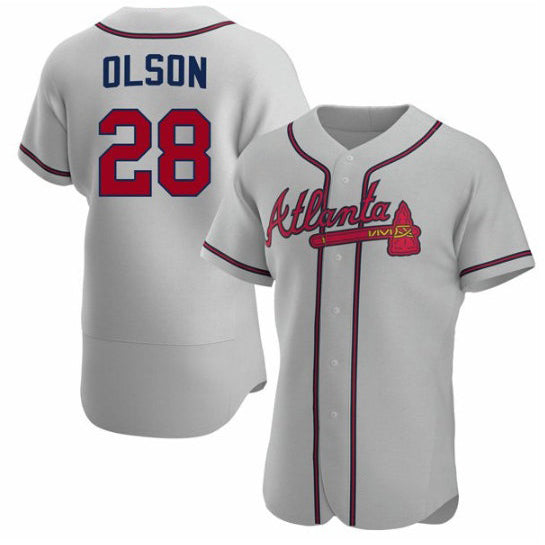 A.Braves #28 Matt Olson Gray Flex Base Stitched Jersey