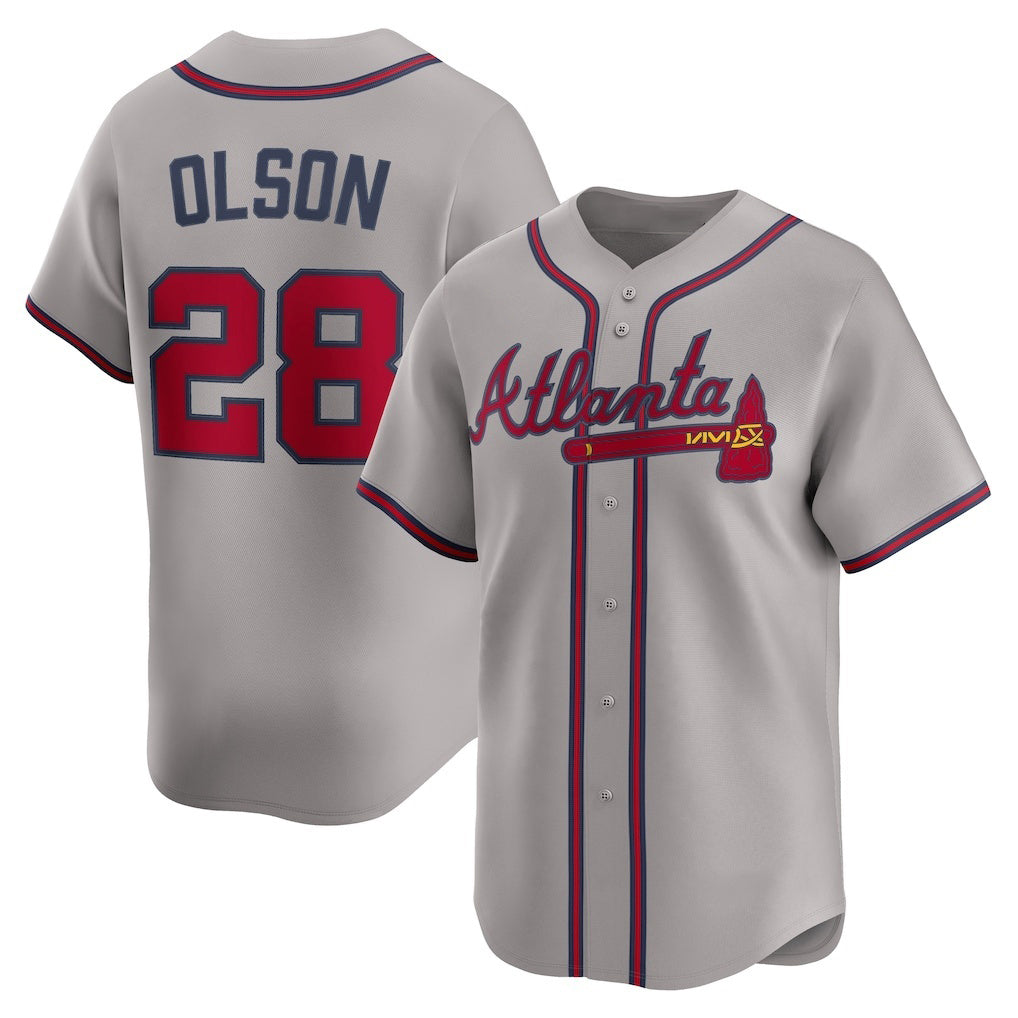 A.Braves #28 Matt Olson Gray Road Limited Player Jersey