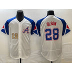 A.Braves #28 Matt Olson Number White 2023 City Connect Flex Base 2 Stitched Jersey