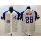 A.Braves #28 Matt Olson Number White 2023 City Connect Flex Base 3 Stitched Jersey