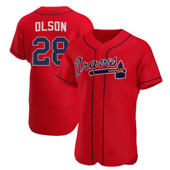 A.Braves #28 Matt Olson Red Flex Base Stitched Jersey