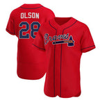 A.Braves #28 Matt Olson Red Flex Base Stitched Jersey