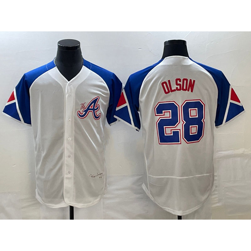 A.Braves #28 Matt Olson White 2023 City Connect Flex Base Stitched Jersey
