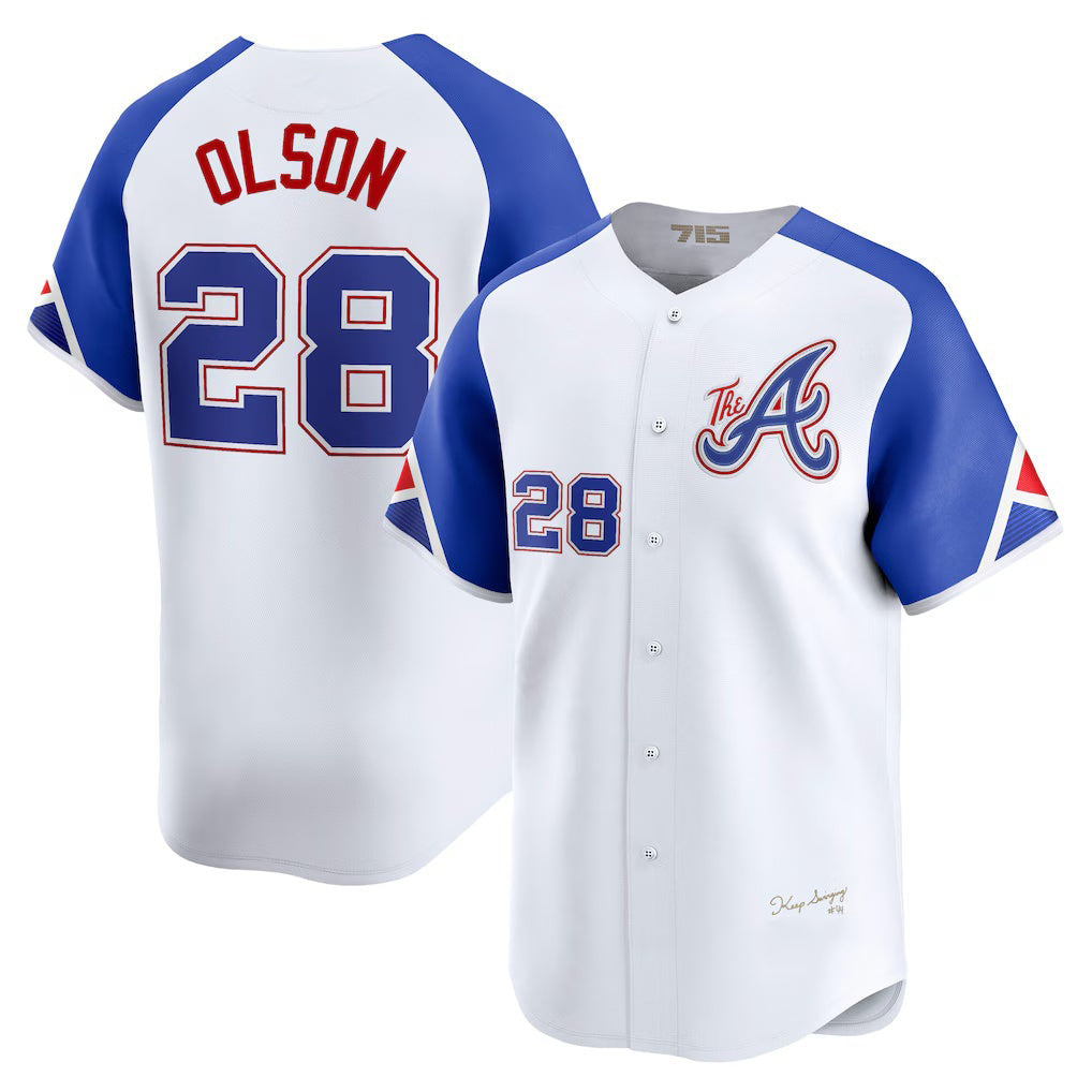 A.Braves #28 Matt Olson White City Connect Limited Player Jersey