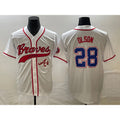 A.Braves #28 Matt Olson White Cool Base With Patch Stitched Jersey