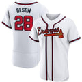A.Braves #28 Matt Olson White Flex base Jersey