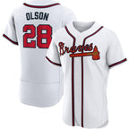 A.Braves #28 Matt Olson White Flex base Jersey