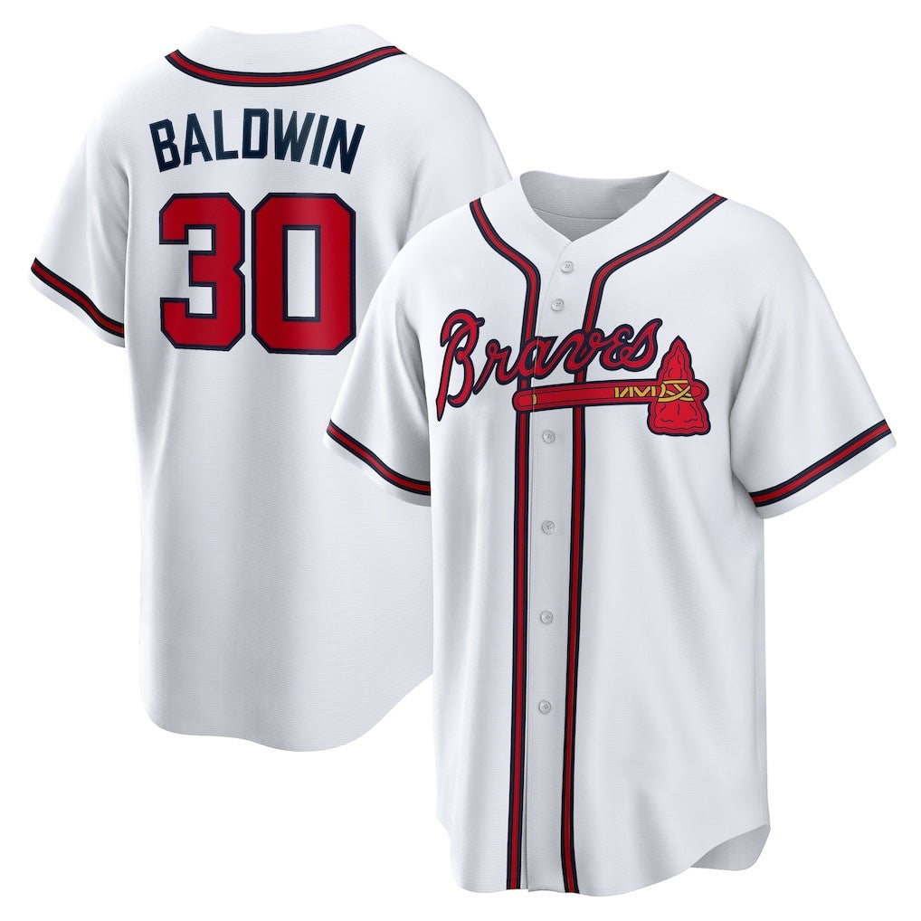 A.Braves #30 Drake Baldwin White Home Replica Jersey