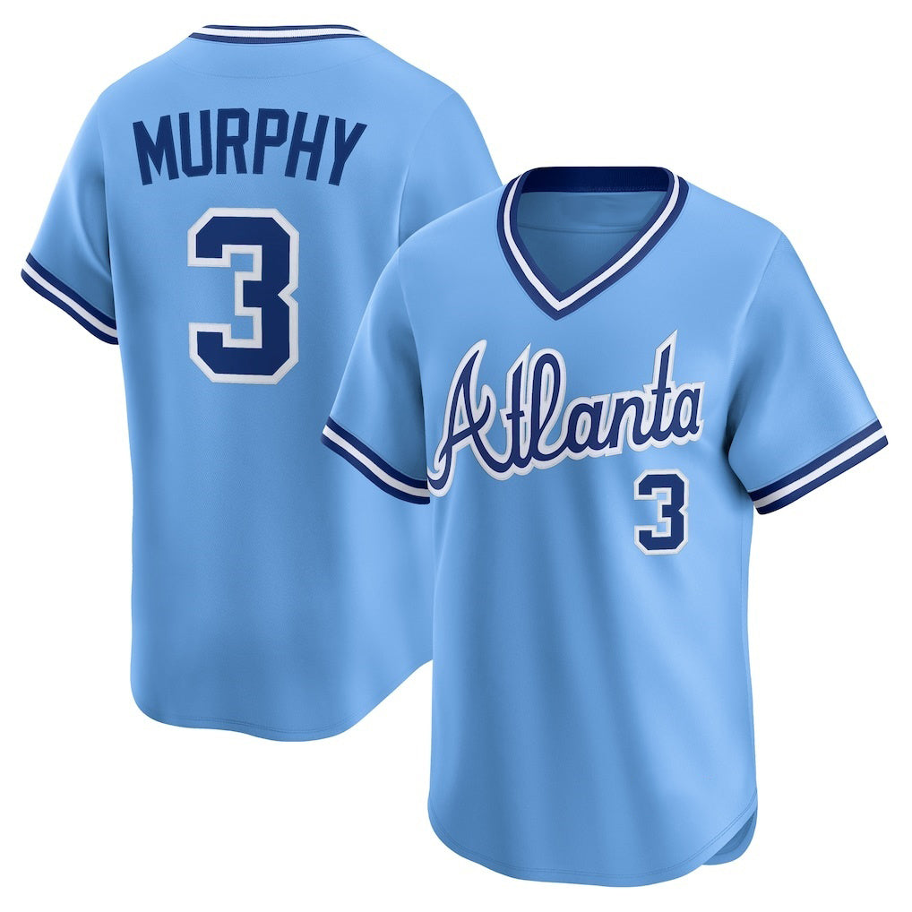 A.Braves #3 Dale Murphy Light Blue Throwback Cooperstown Collection Limited Jersey