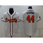 A.Braves #44 Hank Aaron 2022 White Gold World Series Champions Program Cool Base Stitched Jersey