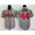 A.Braves #44 Hank Aaron Grey Stitched Cool Base Jersey
