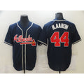 A.Braves #44 Hank Aaron Navy Blue Stitched Cool Base Jersey