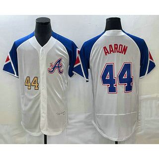 A.Braves #44 Hank Aaron Number White 2023 City Connect Flex Base 2 Stitched Jersey