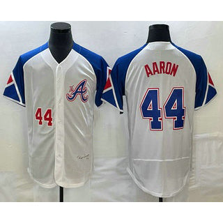 A.Braves #44 Hank Aaron Number White 2023 City Connect Flex Base 3 Stitched Jersey