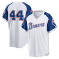 A.Braves #44 Hank Aaron White Home Cooperstown Collection Player Jersey