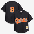 B.Orioles #8 Cal Ripken Jr. Mitchell & Ness Black Authentic Batting Practice Jersey