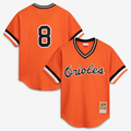 B.Orioles #8 Cal Ripken Jr. Mitchell & Ness Orange Authentic Batting Practice Jersey