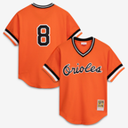 B.Orioles #8 Cal Ripken Jr. Mitchell & Ness Orange Authentic Batting Practice Jersey
