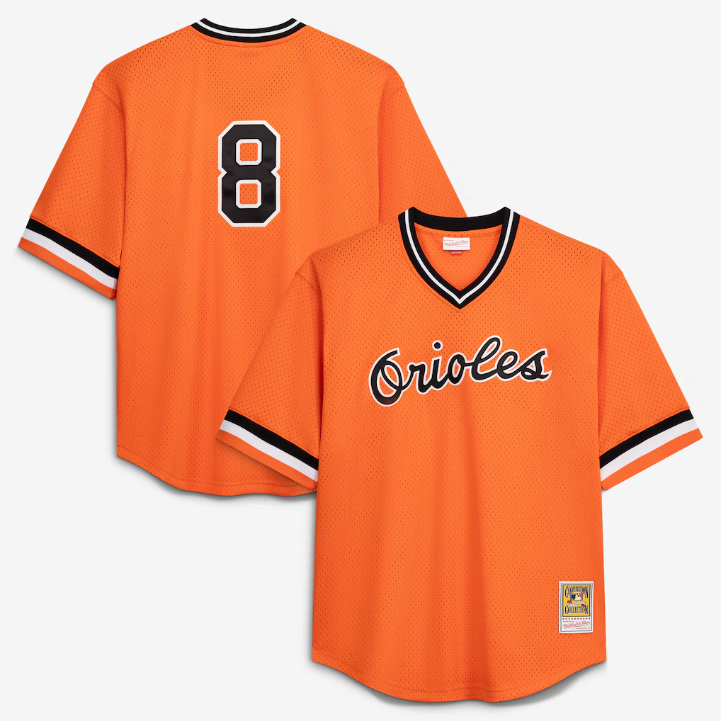 B.Orioles #8 Cal Ripken Jr. Profile Orange Big & Tall Cooperstown Collection Mesh Batting Practice Jersey