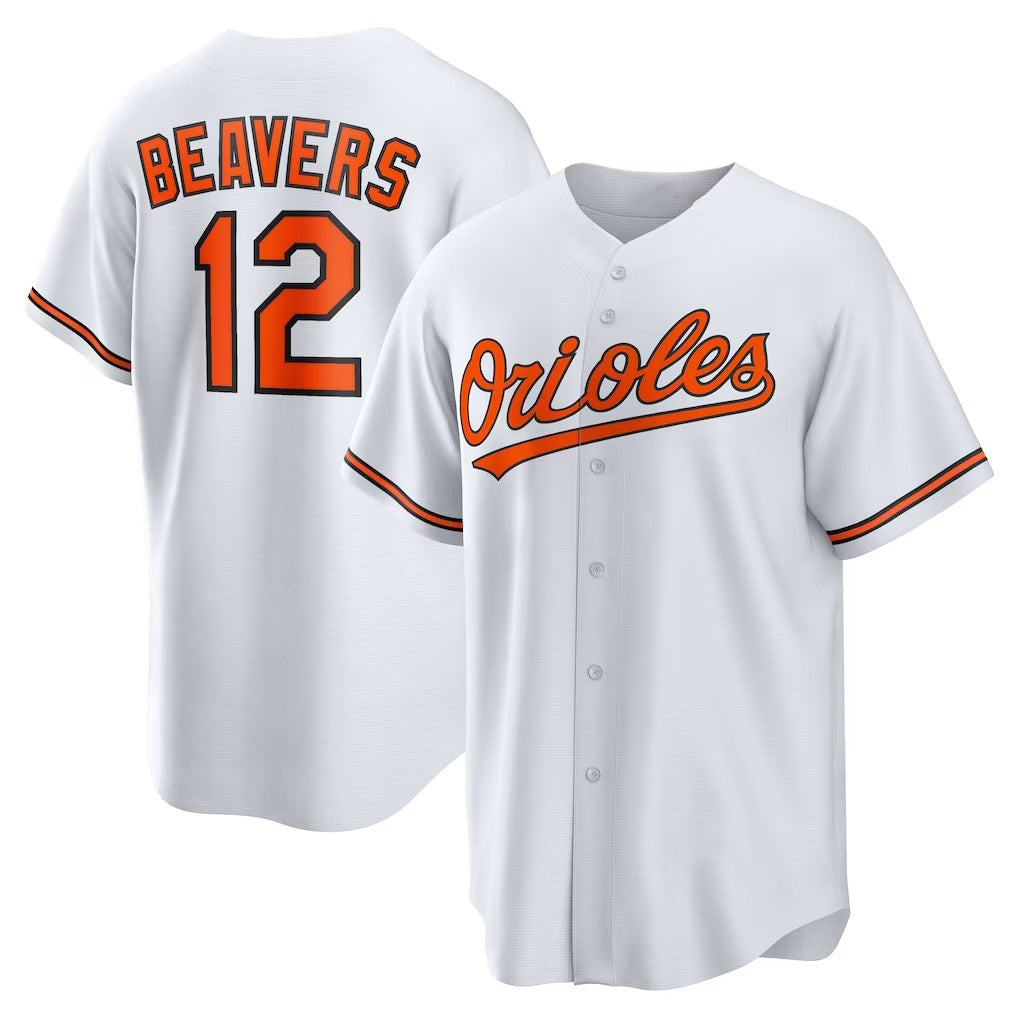 B.Orioles #12 Dylan Beavers White Home Replica Jersey