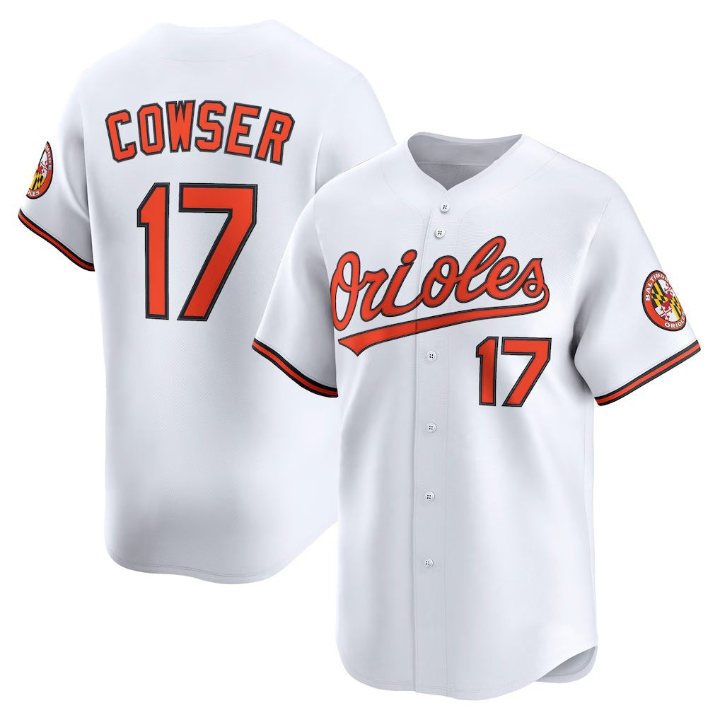B.Orioles #17 Colton Cowser White Home Limited Player Jersey