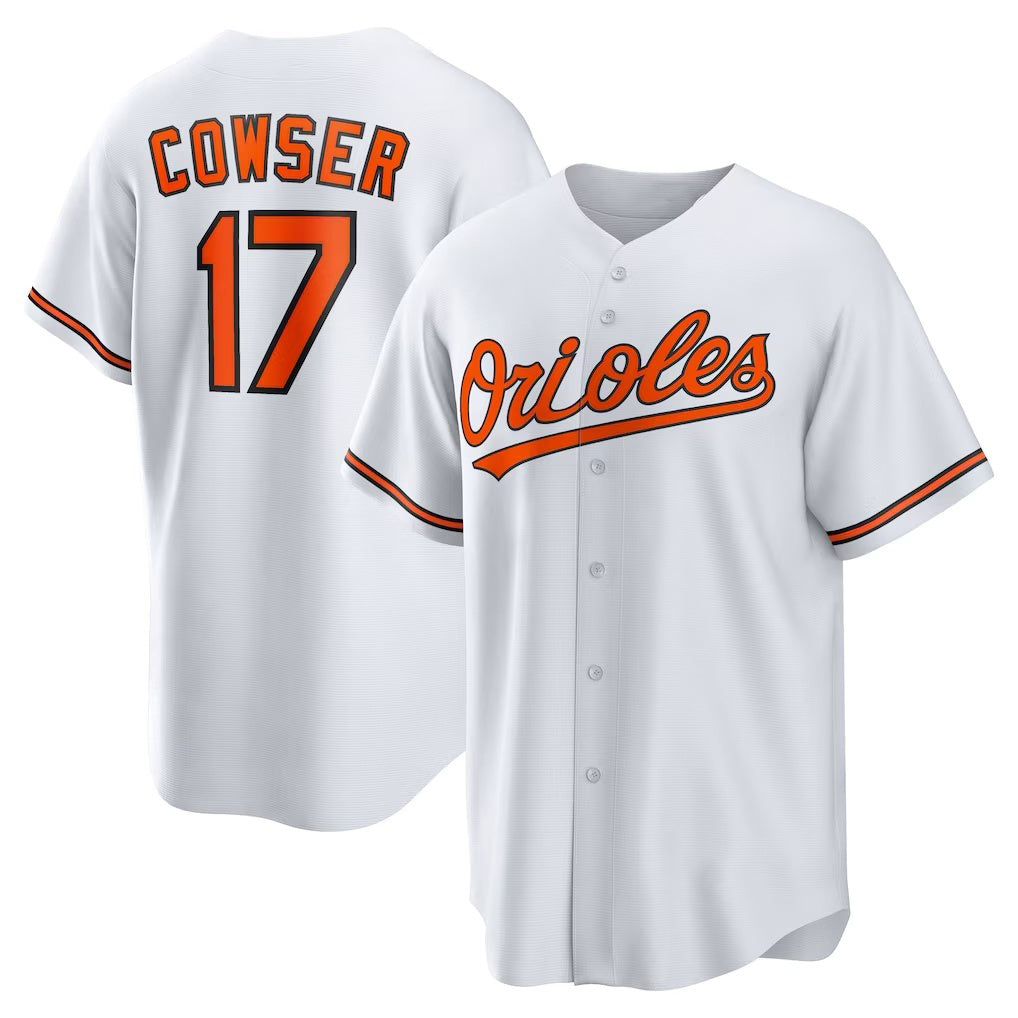 B.Orioles #17 Colton Cowser White Home Replica Jersey