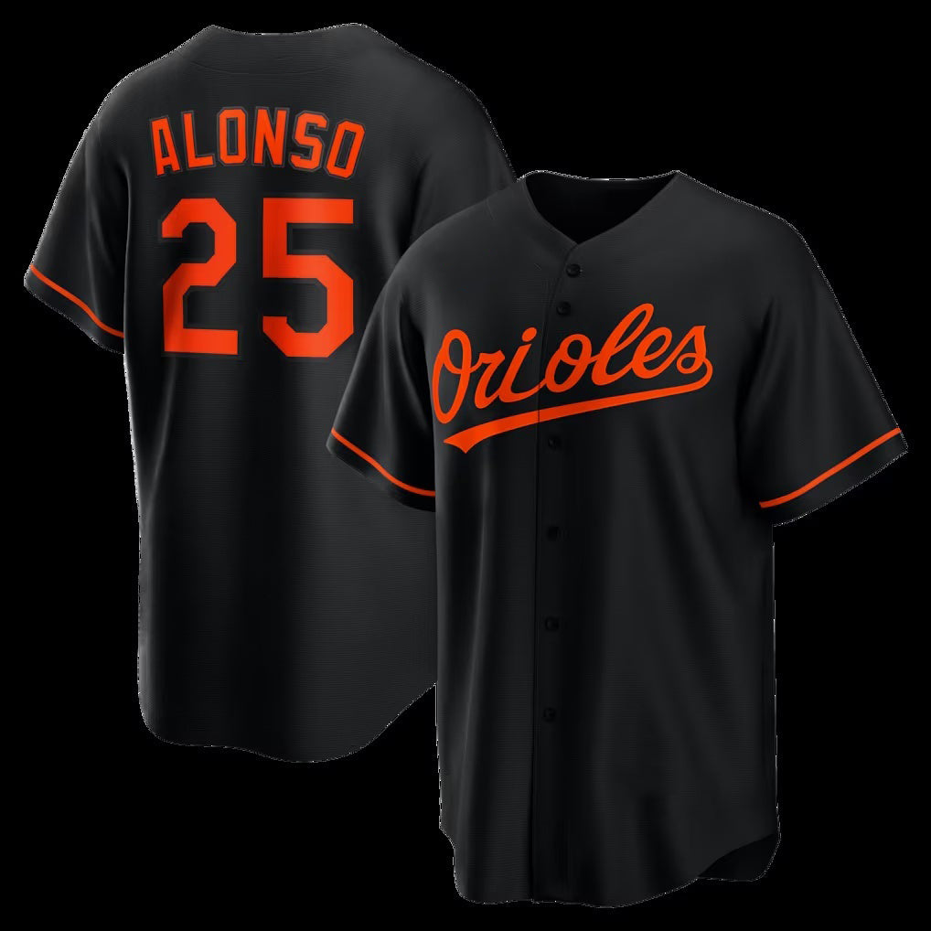 B.Orioles #25 Pete Alonso Black Alternate Replica Jersey
