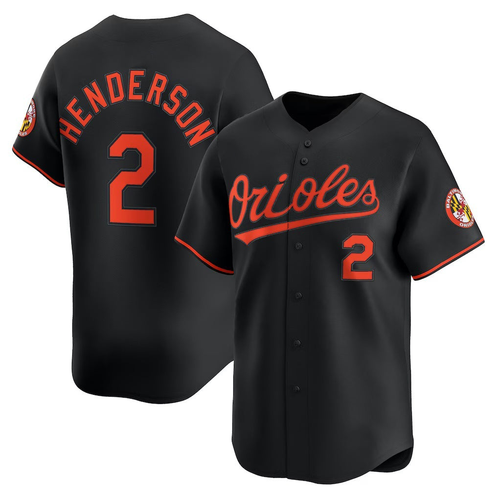 B.Orioles #2 Gunnar Henderson Black Alternate Limited Player Jersey