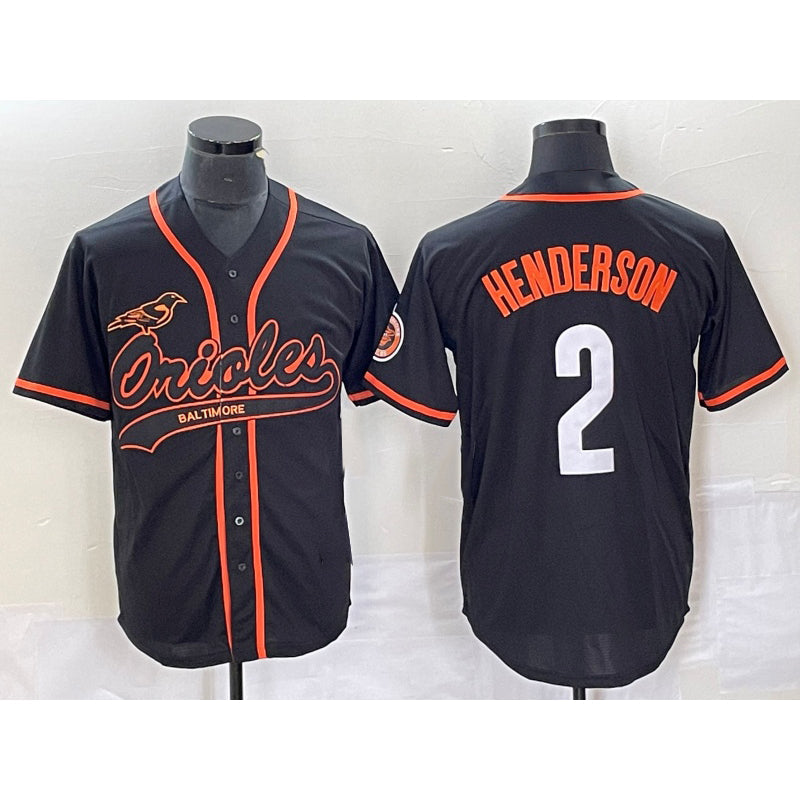 B.Orioles #2 Gunnar Henderson Black Cool Base Stitched  Jersey