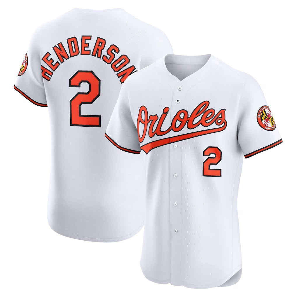 B.Orioles #2 Gunnar Henderson White Home Elite Jersey