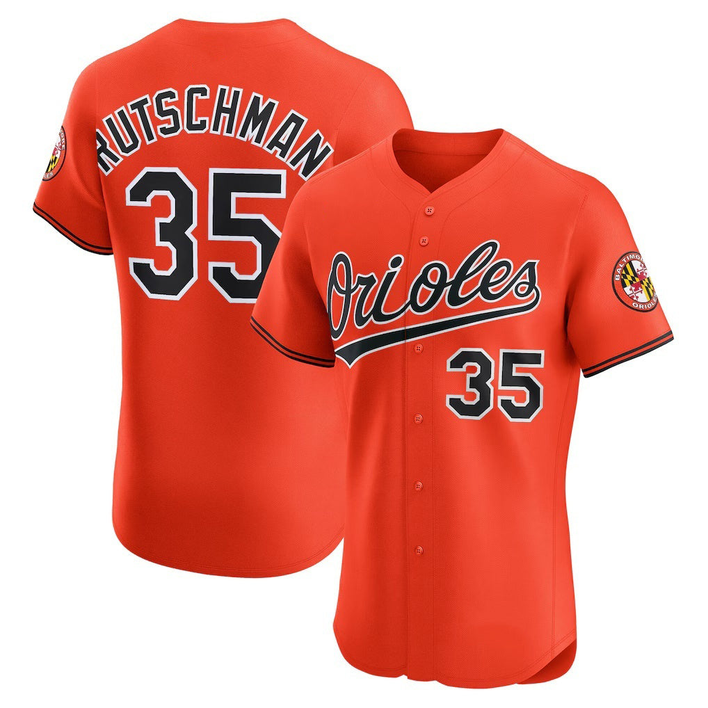 B.Orioles #35 Adley Rutschman Orange Alternate 2 Elite Jersey