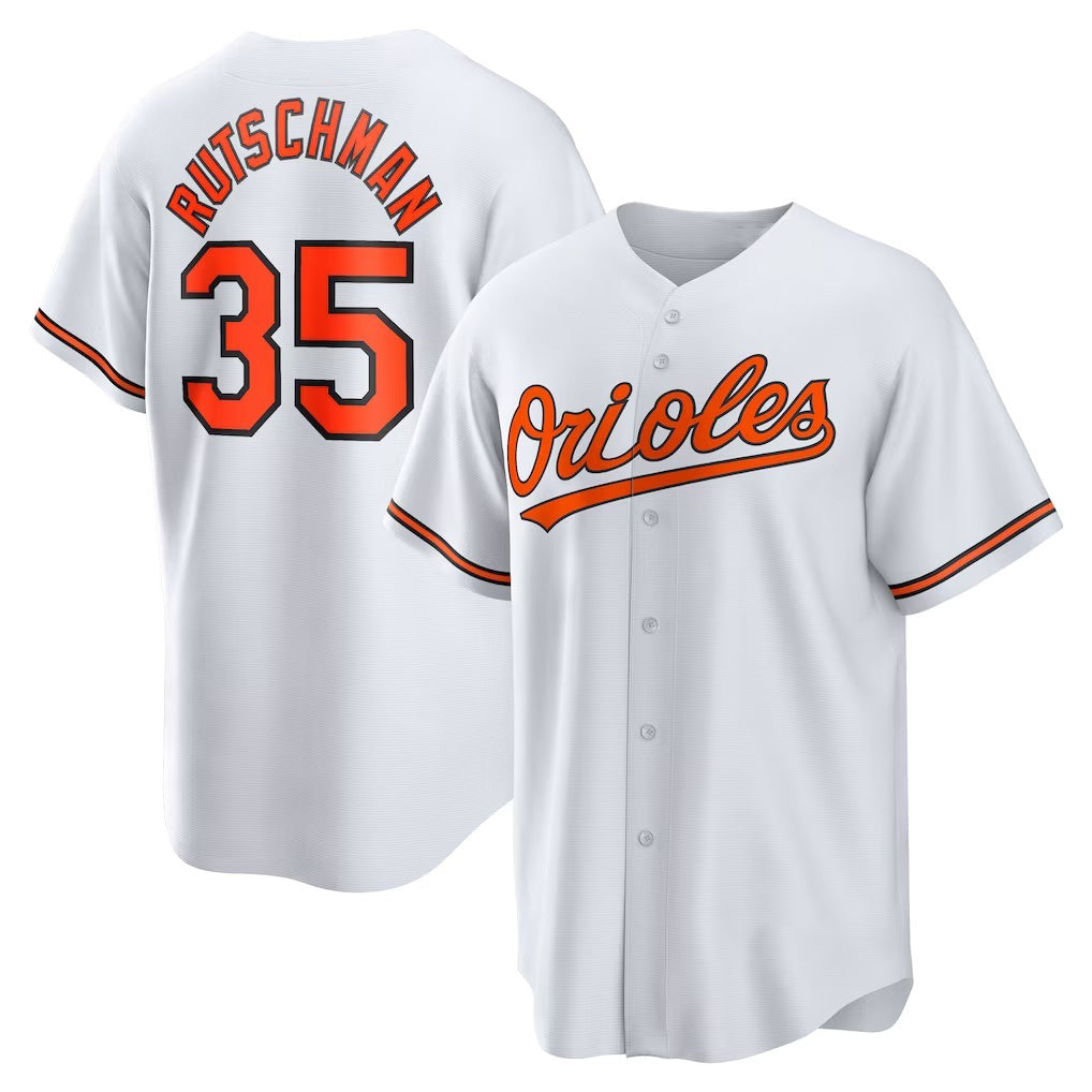 B.Orioles #35 Adley Rutschman White Replica Player Jersey