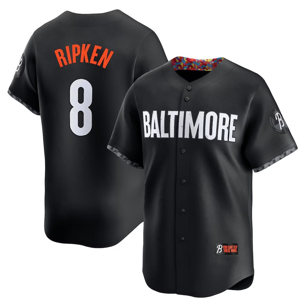 B.Orioles #8 Cal Ripken Jr. Black City Connect Limited Player Jersey