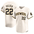 M.Brewers #22 Christian Yelich Cream Home Limited Player Jersey