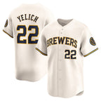 M.Brewers #22 Christian Yelich Cream Home Limited Player Jersey