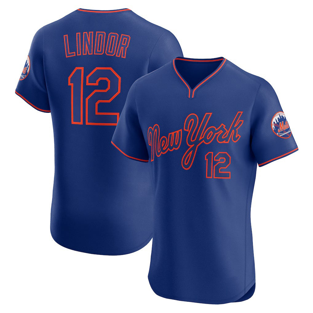 NY.Mets #12 Francisco Lindor Royal Alternate 2 Elite Jersey