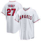 LA.Angels #27 Mike Trout Number White Home Replica Player Name Jersey