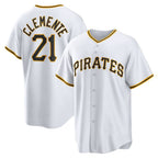 P.Pirates #21 Roberto Clemente White Home Replica Player Name Jersey