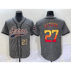 H.Astros #27 Jose Altuve Number Grey Gridiron Cool Base Stitched  Jersey