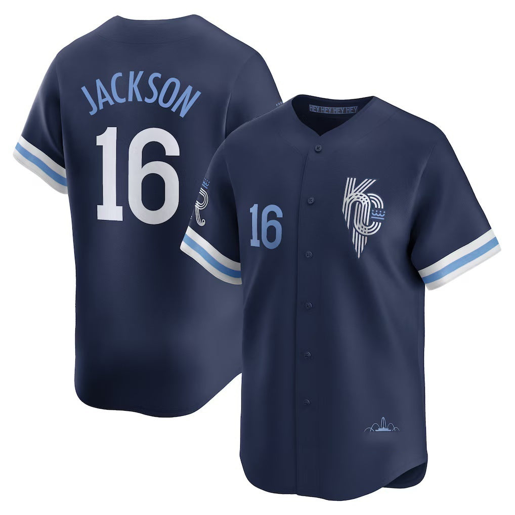 KC.Royals #16 Bo Jackson Navy City Connect Retired Player Jersey