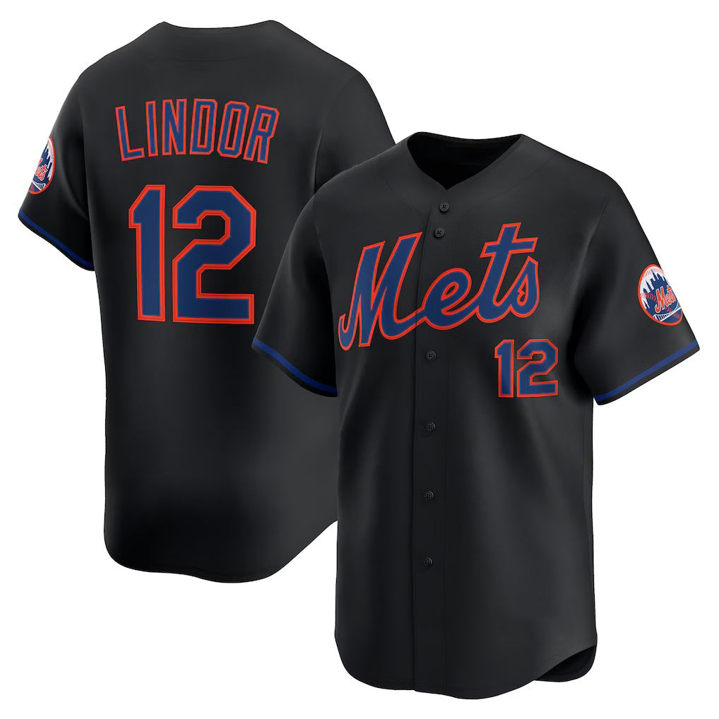 NY.Mets #12 Francisco Lindor Black Alternate Limited Jersey