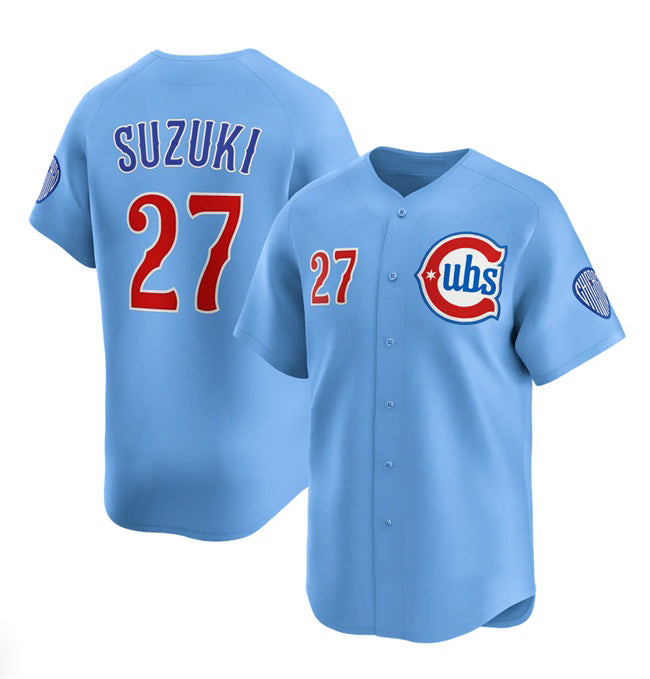 C.Cubs #27 Seiya Suzuki Blue 2024-25 2nd Alternate Limited Stitched Jersey