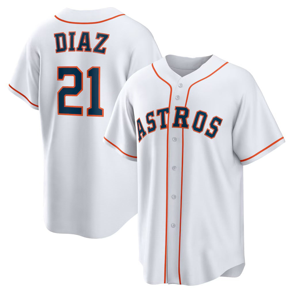 H.Astros #21 Yainer Diaz White Home Replica Jersey